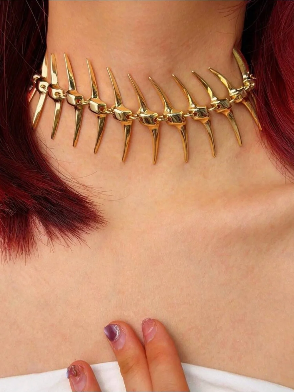 NEW! Gold Spine Back Necklace. Statement Jewelry A2-61
